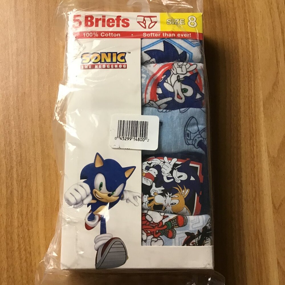 Sonic The Hedgehog Boys Cotton Brief Character Underwear, 5-Pack, Size 8
